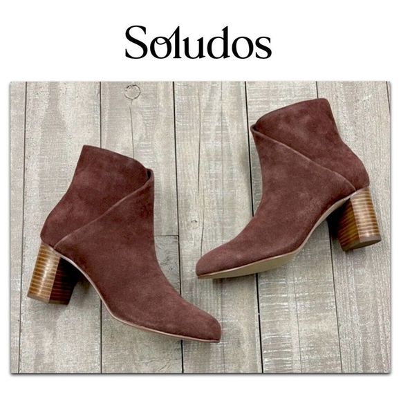 Soludos Midheel Venetian Suede Ankle Bootie in Mahogany - Picture 12 of 14